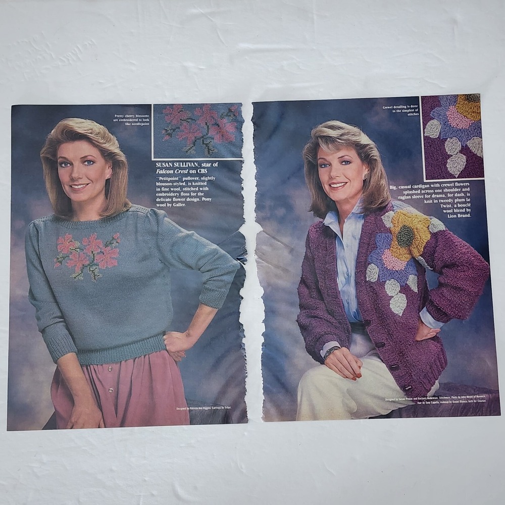 Susan Sullivan Falcon Crest 2 Page Magazine Clipping Article 1985 Vintage TV